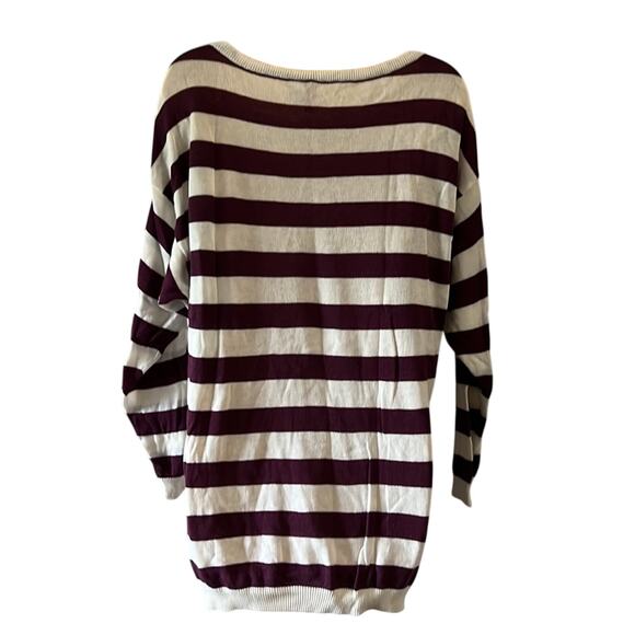 H&M Divided Purple and Winter White Striped Tunic Sweater Womans Size Small - Picture 3 of 8